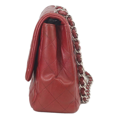 Chanel Bordeaux Caviar Single Flap Silver Deca Quilted — view 2