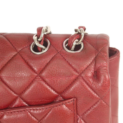 Chanel Bordeaux Caviar Single Flap Silver Deca Quilted — view 8