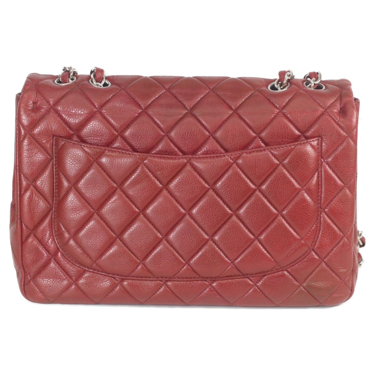 Chanel Bordeaux Caviar Single Flap Silver Deca Quilted — view 3