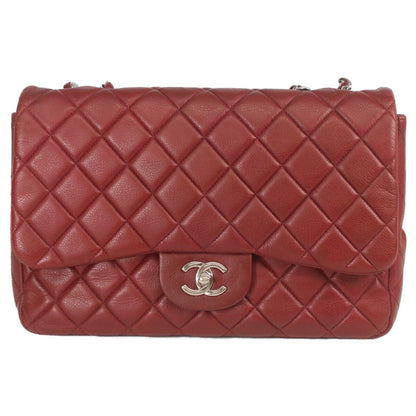 Chanel Bordeaux Caviar Single Flap Silver Deca Quilted