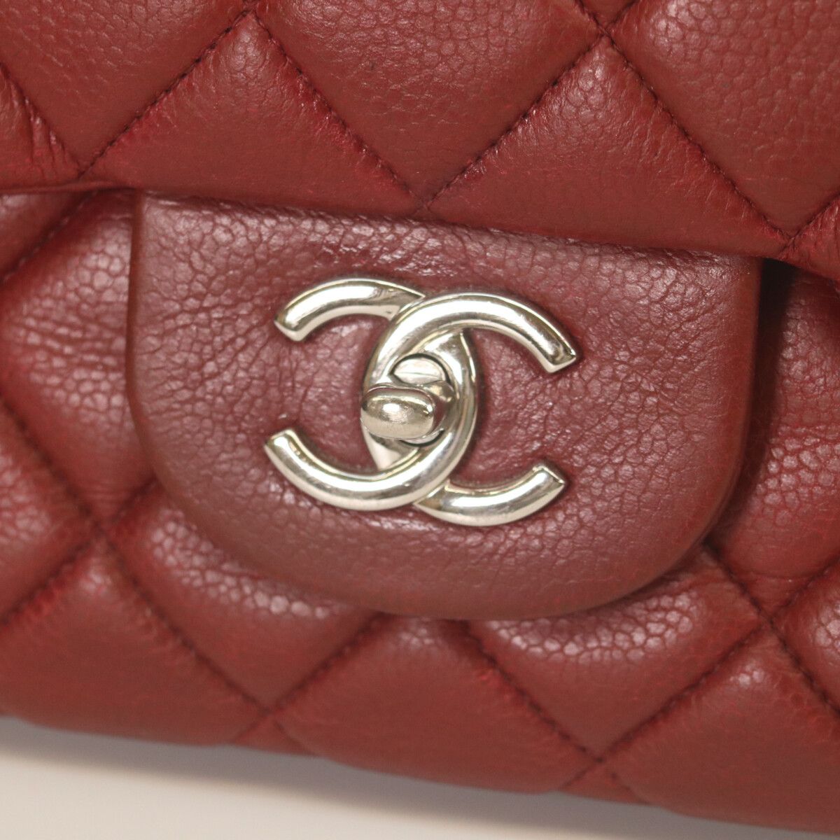 Chanel Bordeaux Caviar Single Flap Silver Deca Quilted — view 6