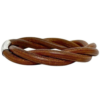 Hermes Tornado Bracelet Brown Bangle Leather — view 2