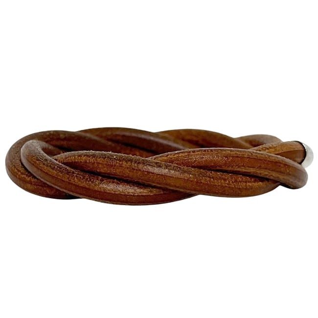 Hermes Tornado Bracelet Brown Bangle Leather — view 4