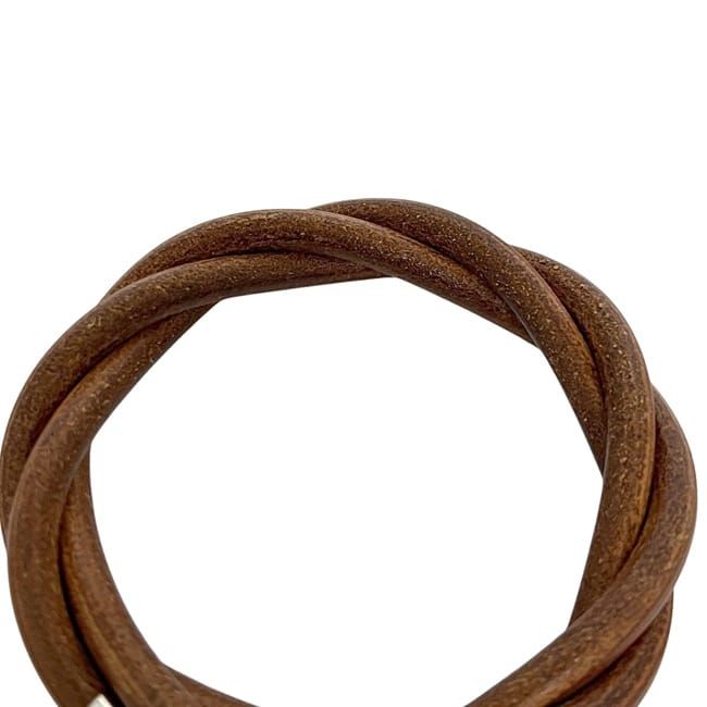 Hermes Tornado Bracelet Brown Bangle Leather — view 8