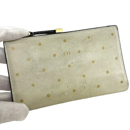 Dior Bifold Wallet Beige Star Pattern Leather — view 9