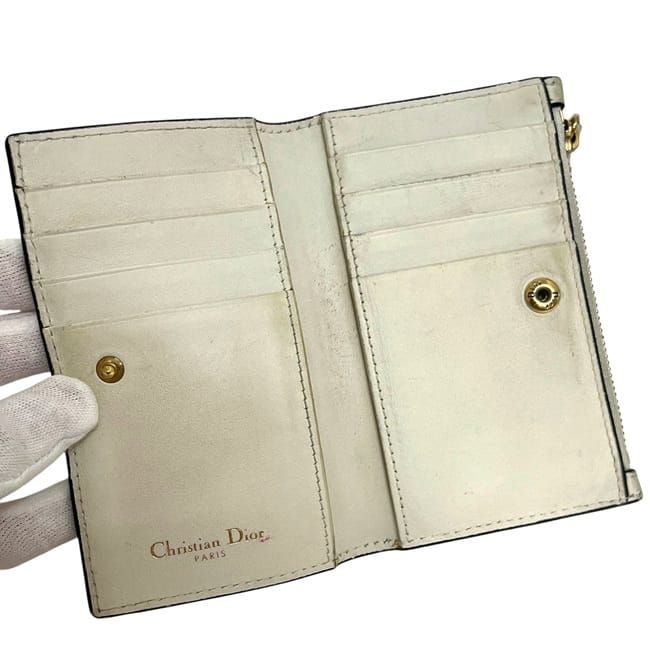 Dior Bifold Wallet Beige Star Pattern Leather — view 8