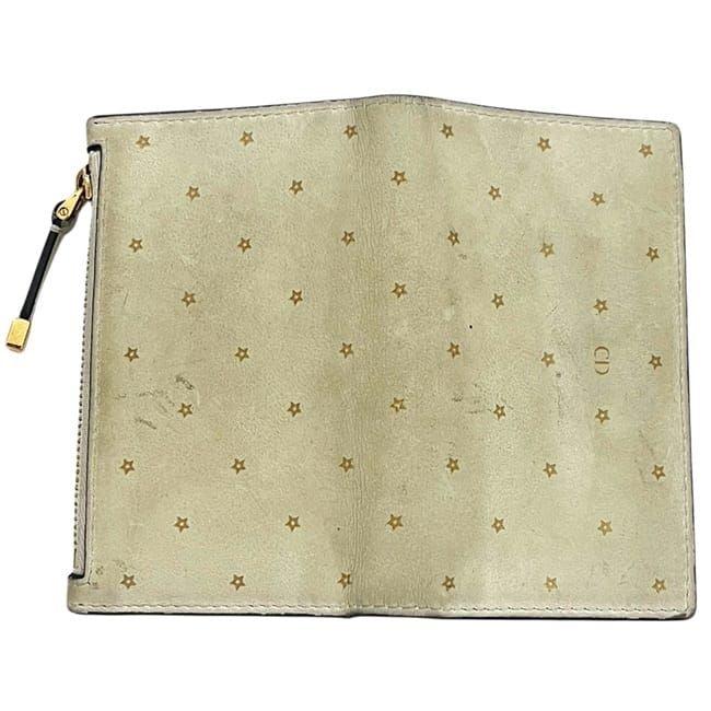 Dior Bifold Wallet Beige Star Pattern Leather — view 4
