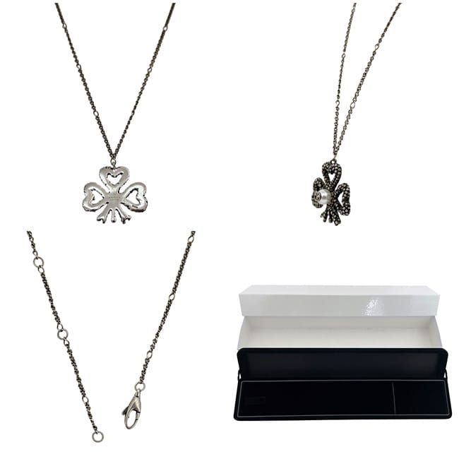 Gucci Necklace Silver Interlocking Clover 925 Sterling Faux Pearl — view 2