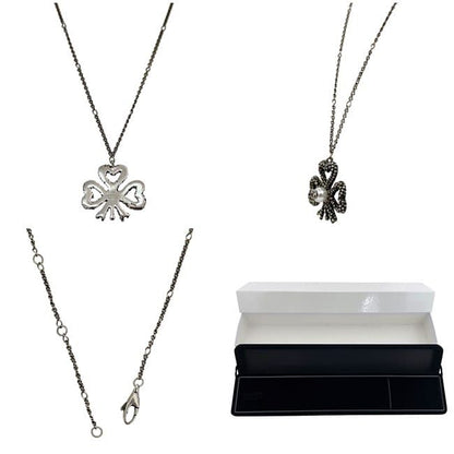 Gucci Necklace Silver Interlocking Clover 925 Sterling Faux Pearl — view 2
