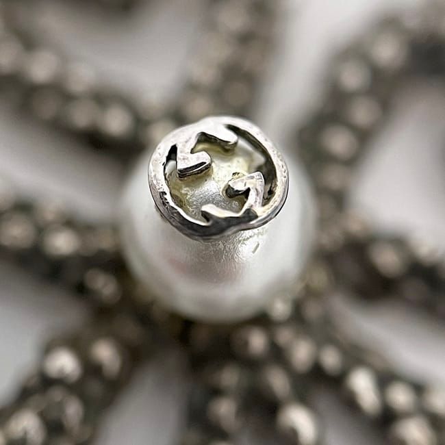 Gucci Necklace Silver Interlocking Clover 925 Sterling Faux Pearl — view 5