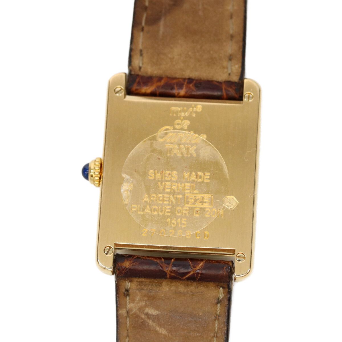 Cartier 925 Must Tank Vermeil LM Ivory Dial Quartz Brown Leather — view 6