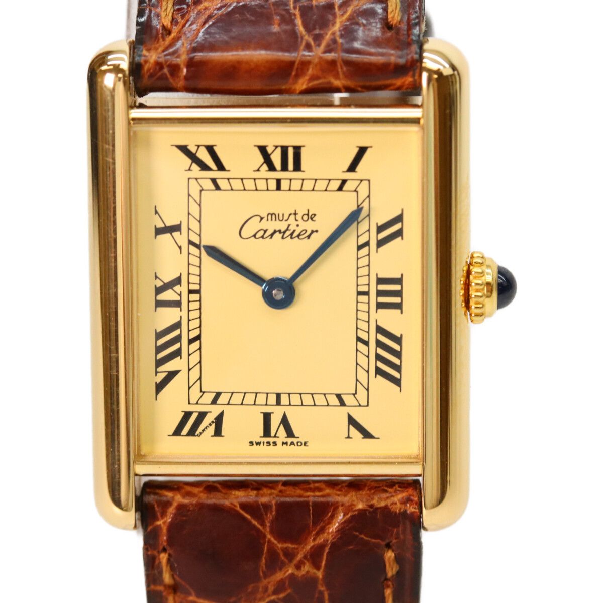 Cartier 925 Must Tank Vermeil LM Ivory Dial Quartz Brown Leather — view 7