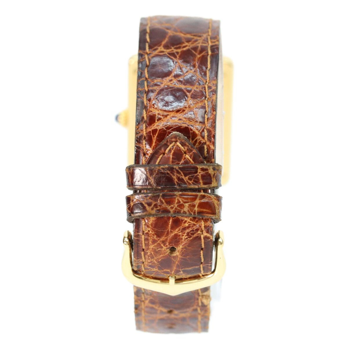 Cartier 925 Must Tank Vermeil LM Ivory Dial Quartz Brown Leather — view 2