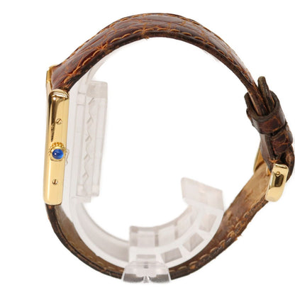 Cartier 925 Must Tank Vermeil LM Ivory Dial Quartz Brown Leather — view 8