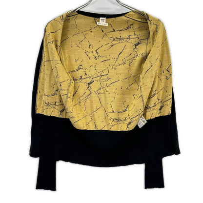 Hermes Era Black Yellow Silk 100 Ring Sleeve Cardigan 36 — view 3