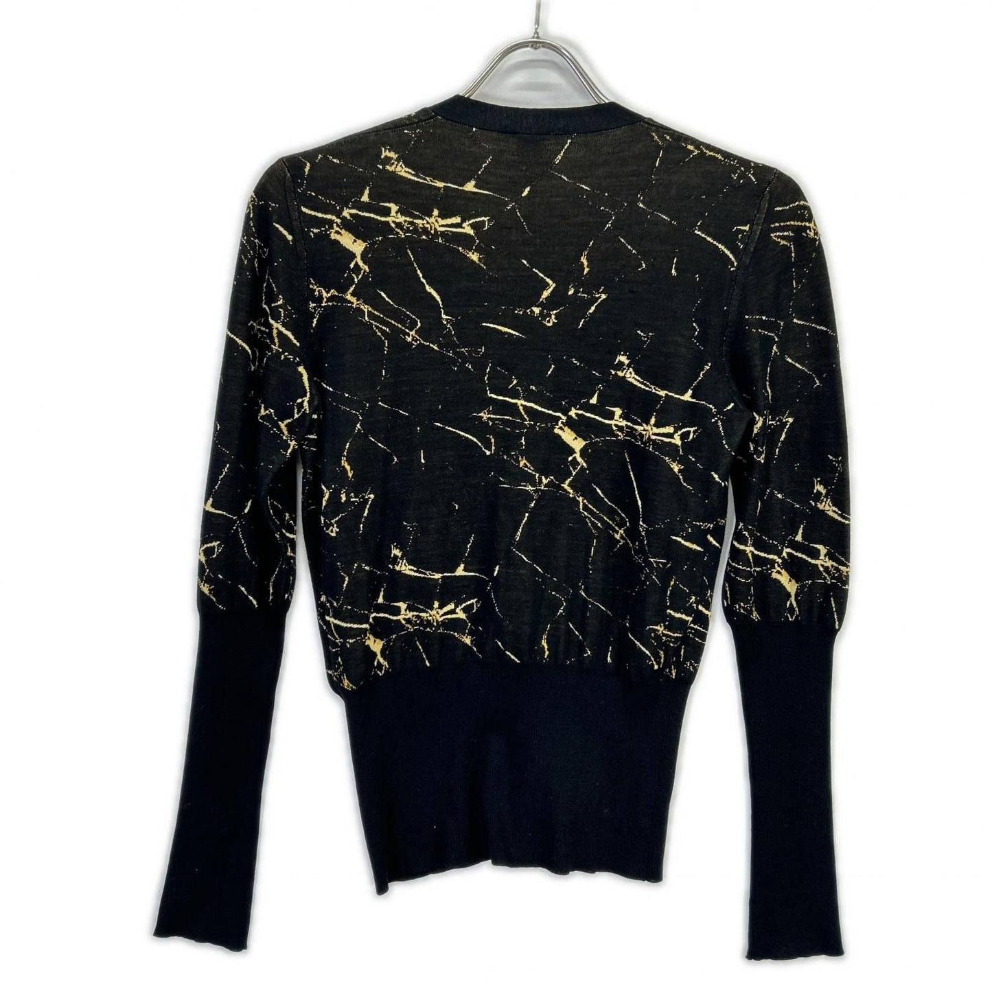 Hermes Era Black Yellow Silk 100 Ring Sleeve Cardigan 36 — view 2