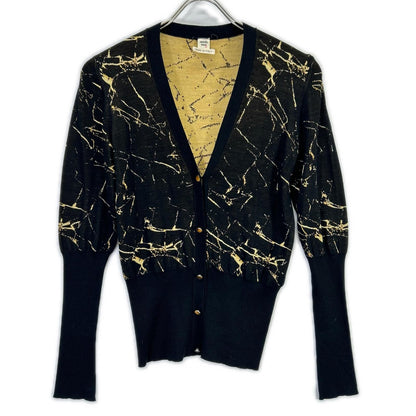 Hermes Era Black Yellow Silk 100 Ring Sleeve Cardigan 36