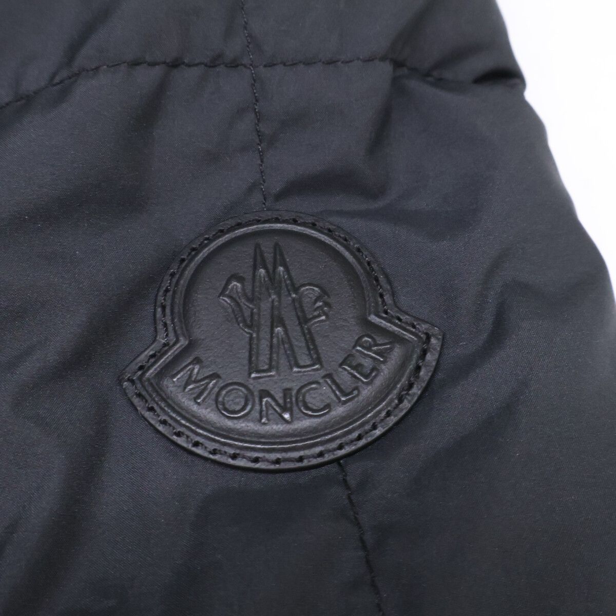 Moncler Achard Arm Leather Logo Patch Long Down Jacket — view 9