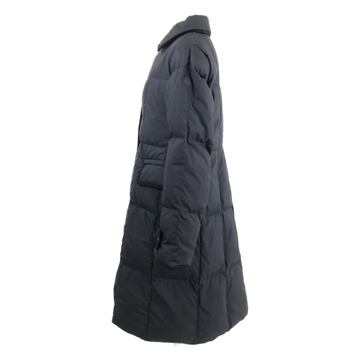 Moncler Achard Arm Leather Logo Patch Long Down Jacket — view 3