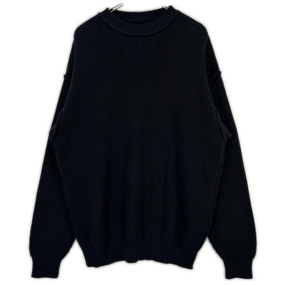 Balenciaga Black Cotton Wool Stretch Crew Neck Knit XS Sweater