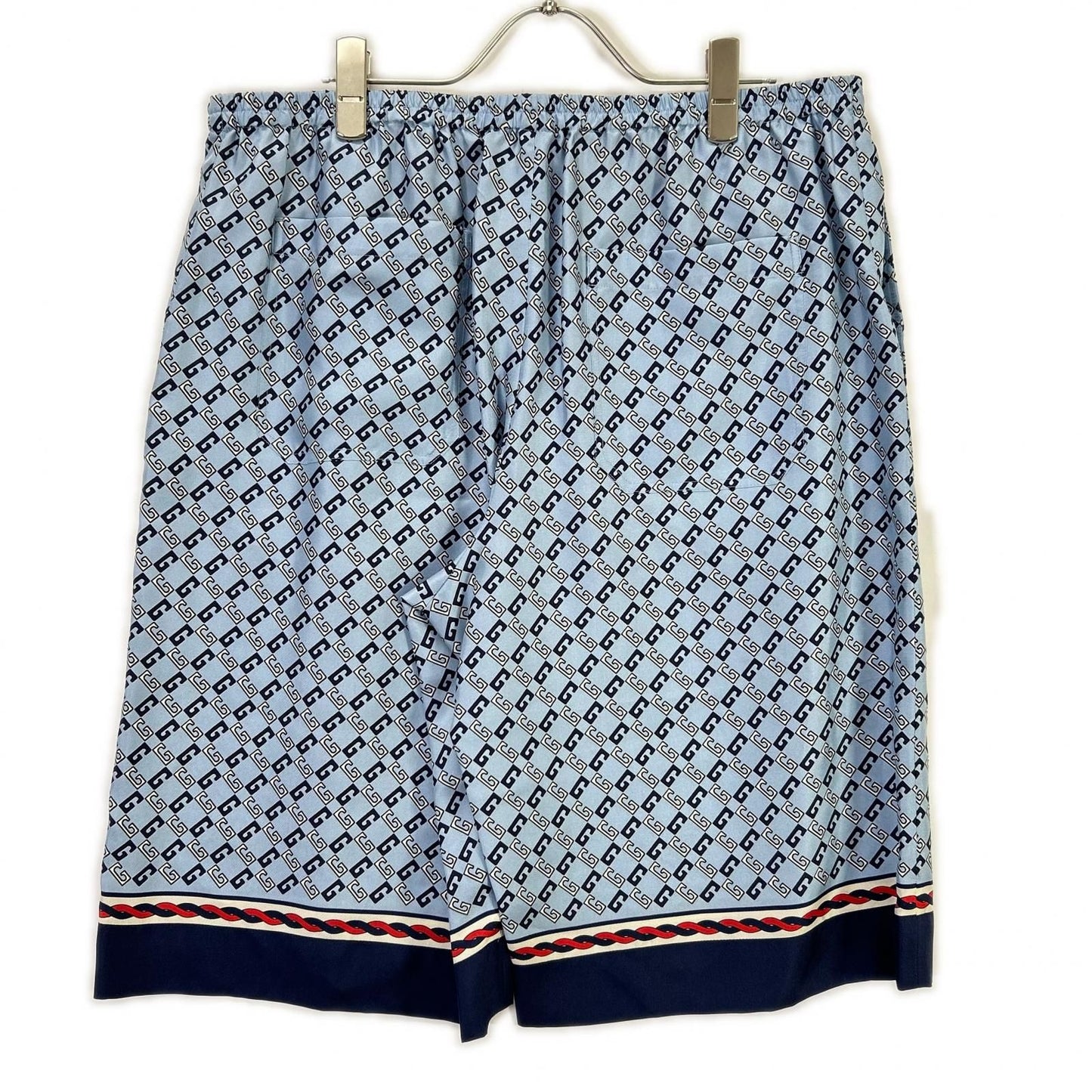 Gucci Light Blue Geometry Square GG Print Silk Shorts 52 — view 2