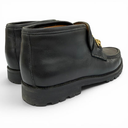 Gucci 104 Horsebit Leather Ankle Boots Black Gold — view 2