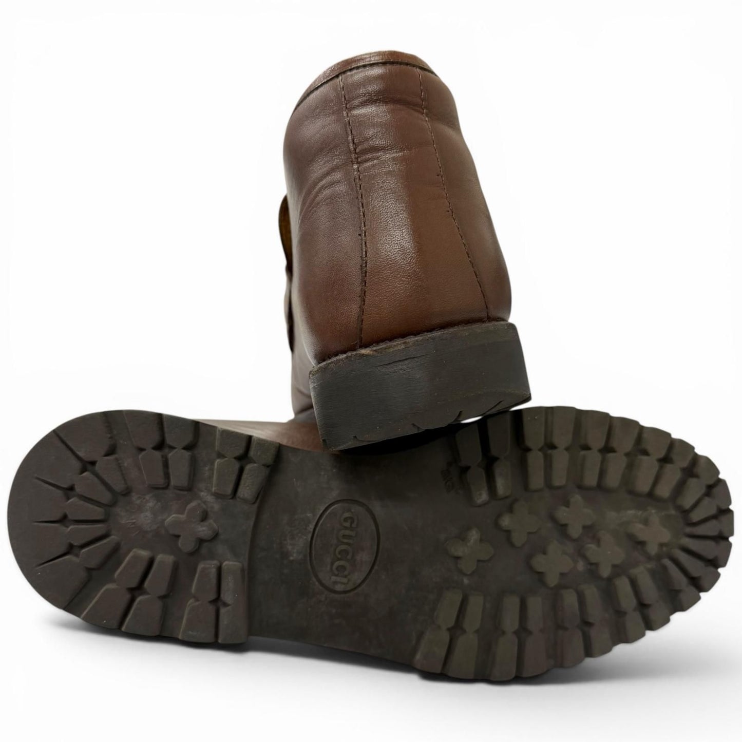 Gucci 114 Leather Horsebit Chukka Boots Ankle Brown 40 Recommended — view 4