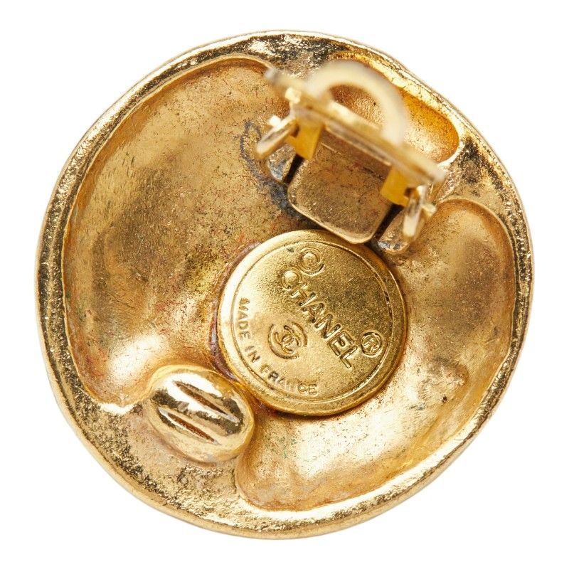Chanel CC Logo Round Earrings Gold Plated — view 4