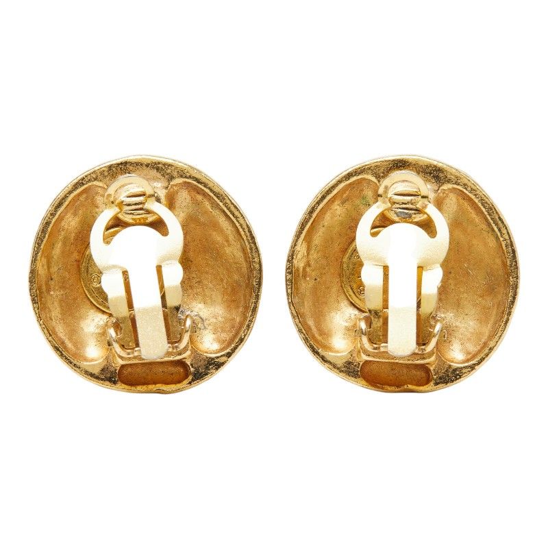 Chanel CC Logo Round Earrings Gold Plated — view 3