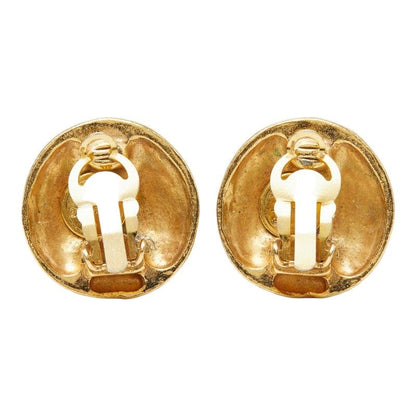 Chanel CC Logo Round Earrings Gold Plated — view 3