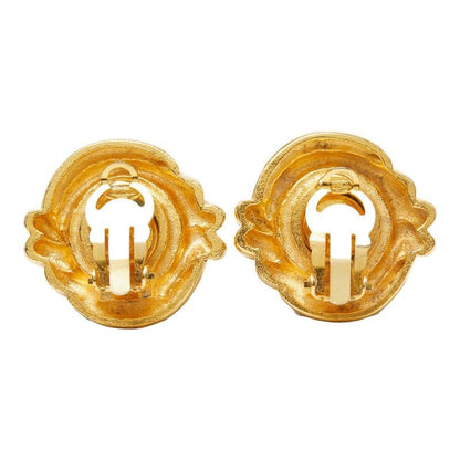 Chanel CC Logo Earrings Gold Turquoise Plated Stone — view 3
