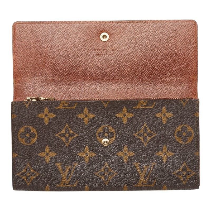 Louis Vuitton Monogram Porte Monet Cles Wallet Billfold Brown Leather — view 6