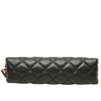 Chanel Quilted CC Logo Cosmetics Pouch Black Lambskin — view 3
