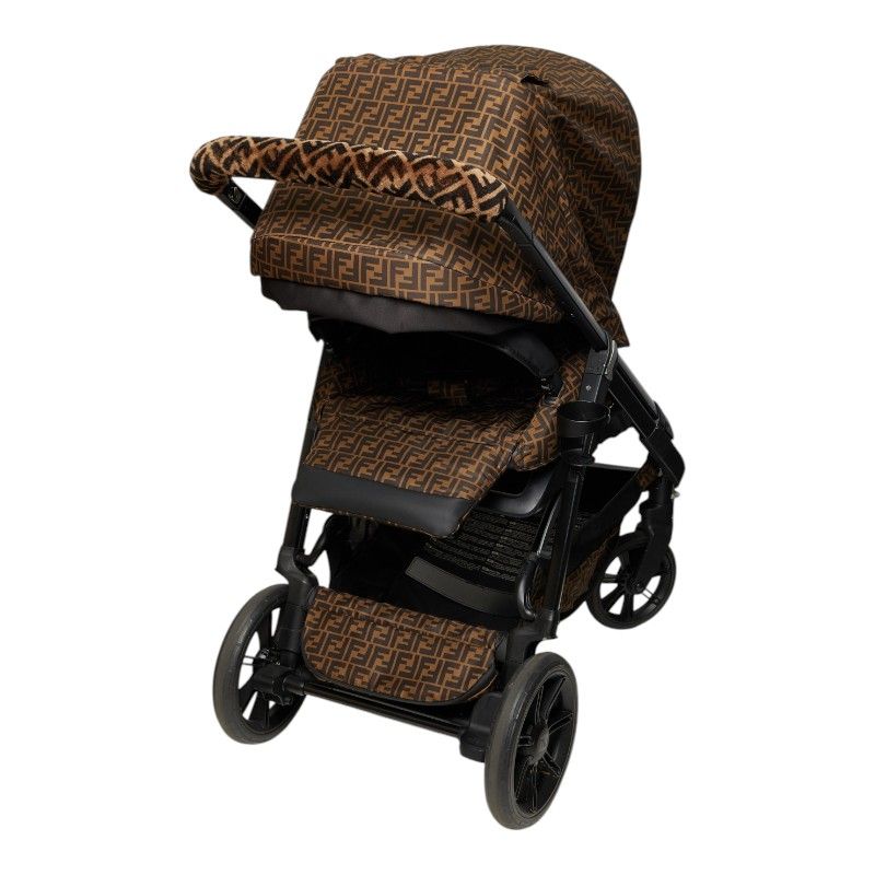 Fendi Inglesina FF Logo Fabric Baby Car Brown Black Heel