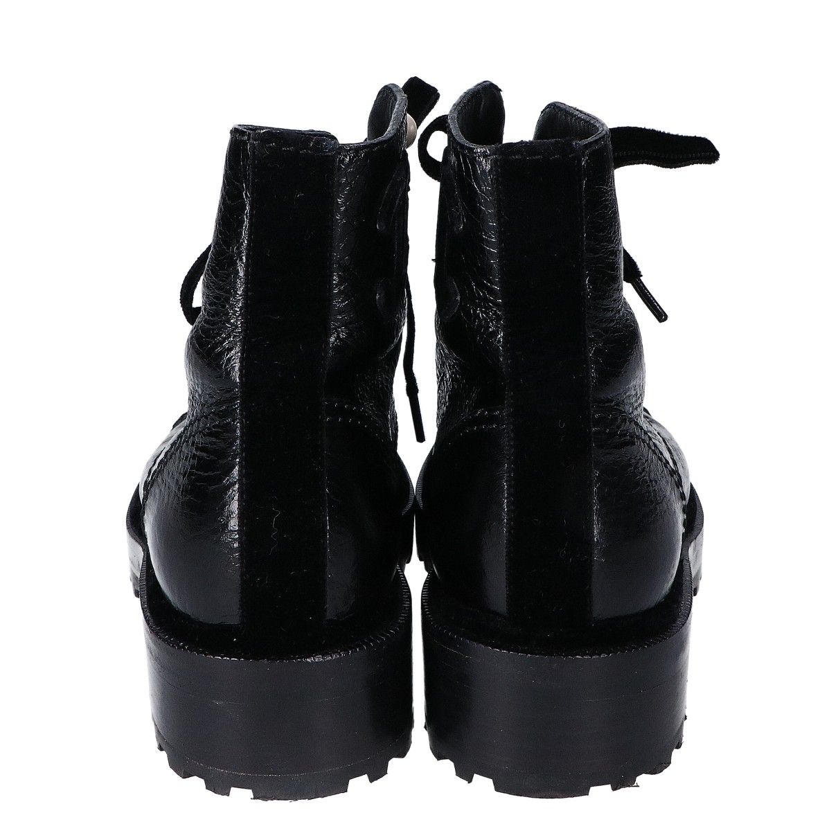 Chanel a Black Leather Velour Faux Pearl Button Boots 36c — view 3