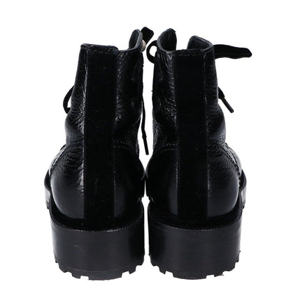 Chanel a Black Leather Velour Faux Pearl Button Boots 36c — view 3