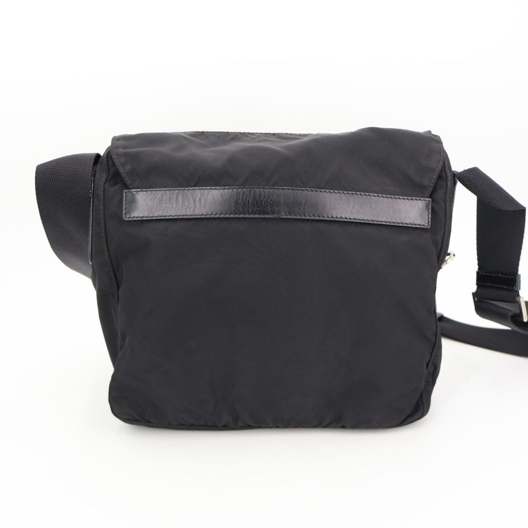 Prada Shoulder Bag Crossbody Nylon Leather Nero Black Silver — view 9