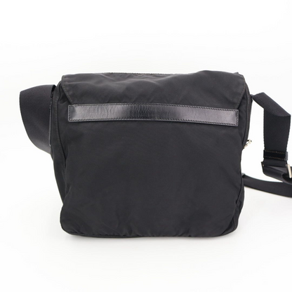 Prada Shoulder Bag Crossbody Nylon Leather Nero Black Silver — view 9