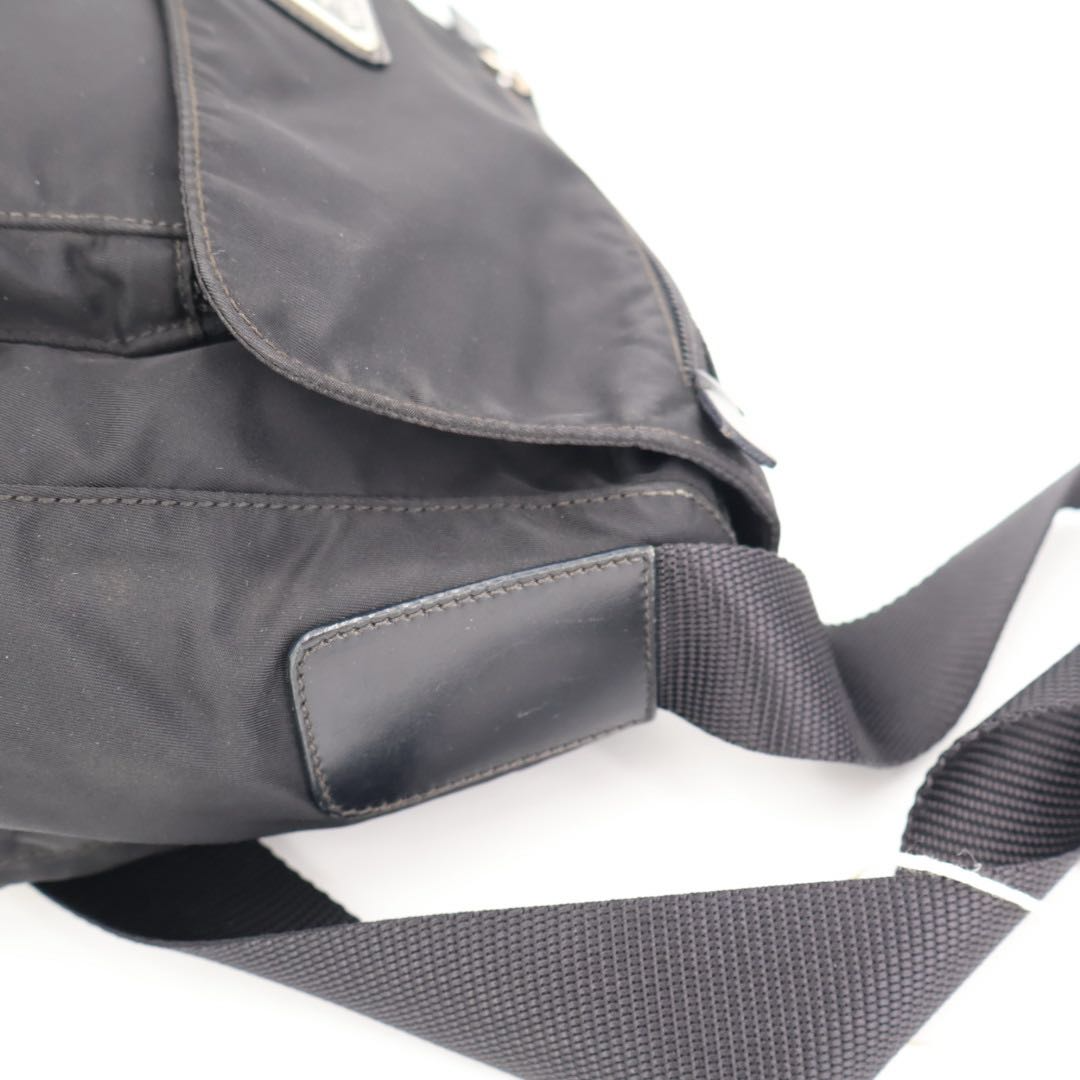 Prada Shoulder Bag Crossbody Nylon Leather Nero Black Silver — view 4