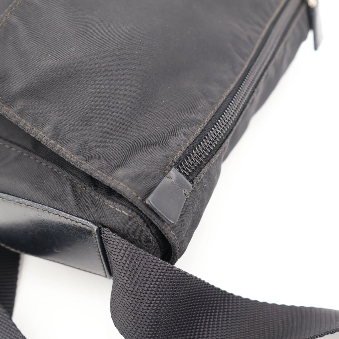 Prada Shoulder Bag Crossbody Nylon Leather Nero Black Silver — view 8