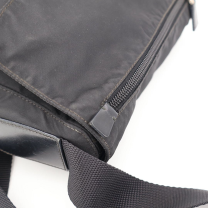 Prada Shoulder Bag Crossbody Nylon Leather Nero Black Silver — view 8