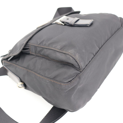 Prada Shoulder Bag Crossbody Nylon Leather Nero Black Silver — view 7