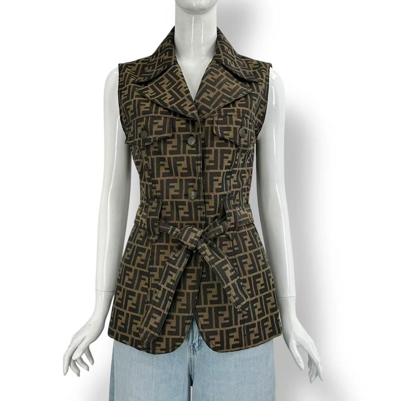 Fendi Zucca Pattern Vest Brown 42