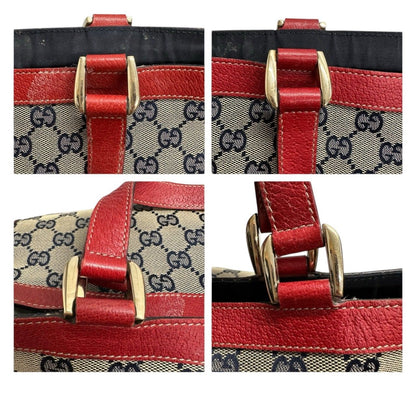 Gucci Abbey Beige Red Gold GG Canvas Leather Tote — view 7