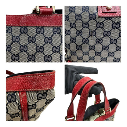 Gucci Abbey Beige Red Gold GG Canvas Leather Tote — view 8