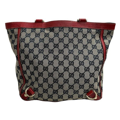 Gucci Abbey Beige Red Gold GG Canvas Leather Tote — view 2