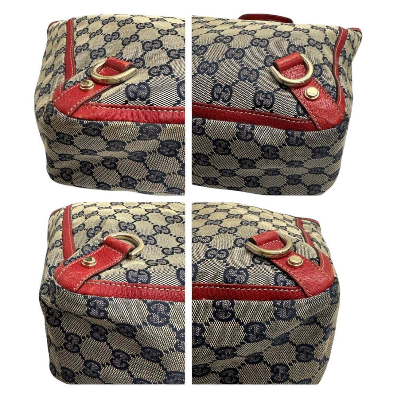 Gucci Abbey Beige Red Gold GG Canvas Leather Tote — view 5