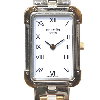 Hermes Croajour NB Watch SS Quartz White Dial