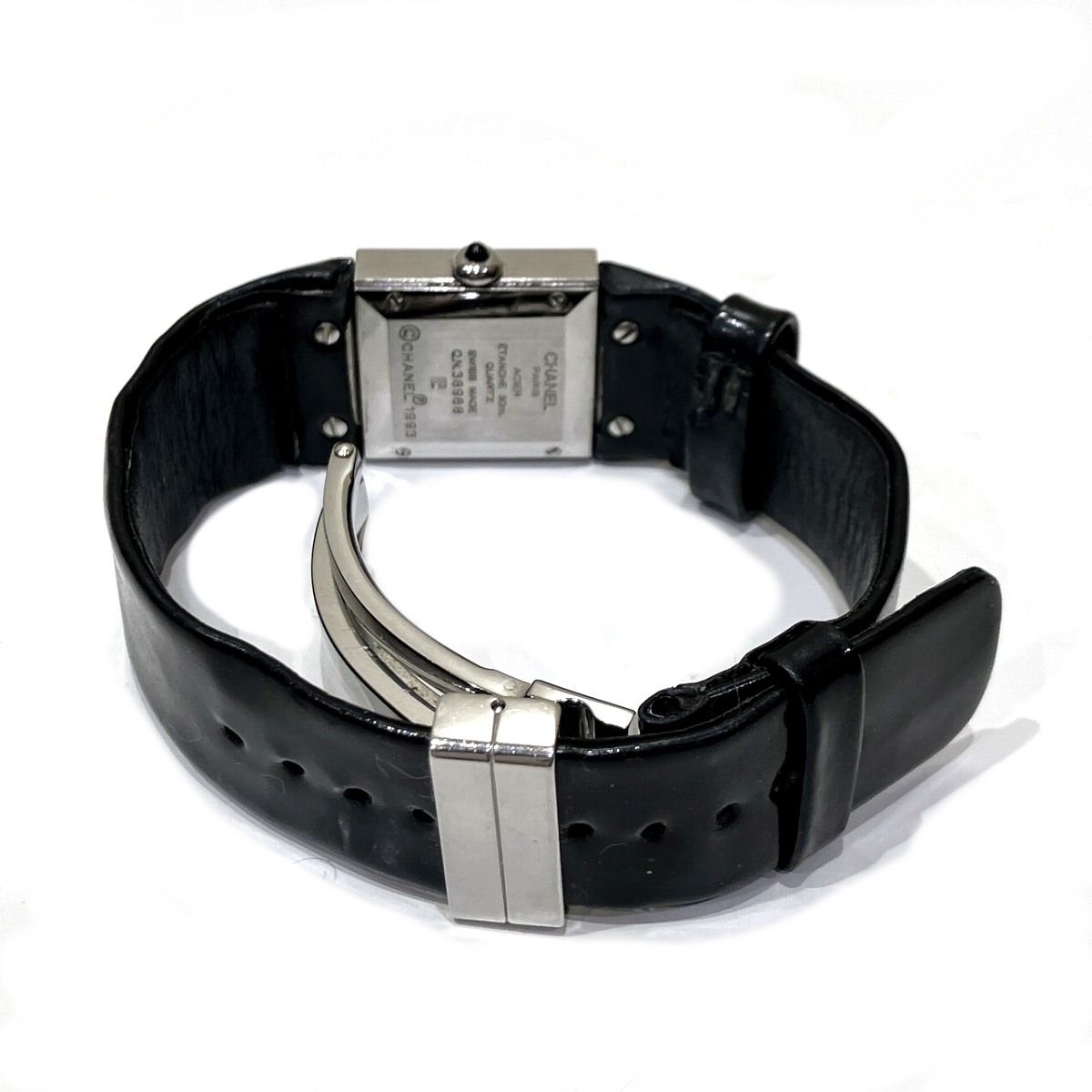 Chanel Quilted Watch SS Leather Quartz Black Dial — view 6