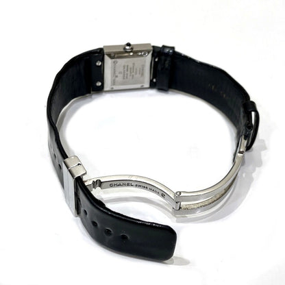 Chanel Quilted Watch SS Leather Quartz Black Dial — view 7